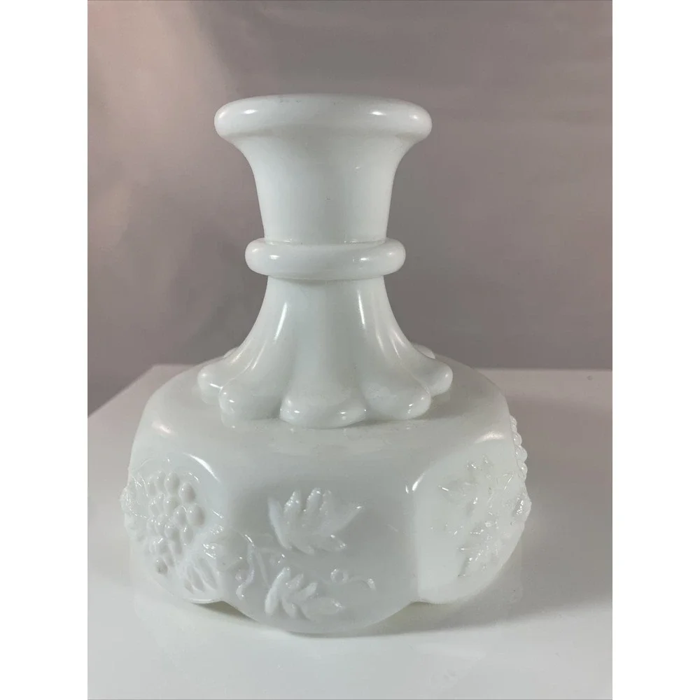 Vintage Westmoreland Milk Glass Candlestick‎ MCM Paneled Grapes Vines - Single